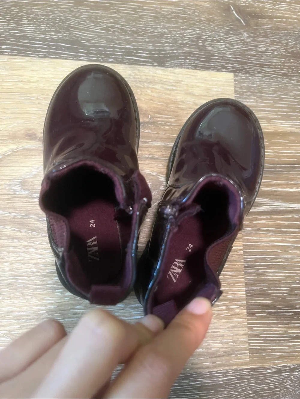 Zara Kids Wine Patent Ankle Boots